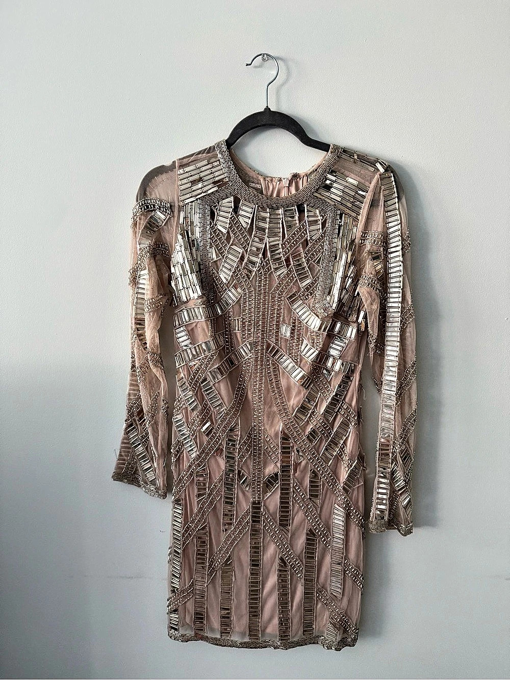 ASOS Embellished Mini Dress in Pink & Silver US6 Like New